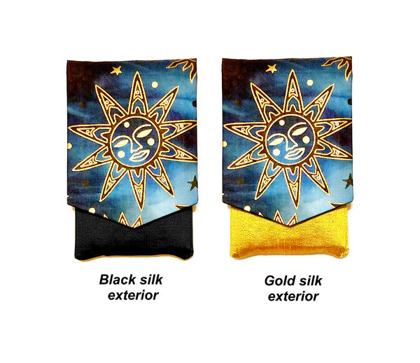 Silk Tarot Case Magnetic Snap Closure - Celestial Brilliant Sun