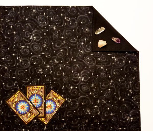 Tarot Cloth Altar Cloth - Stargazer - Silk Lining Option Black, Purple