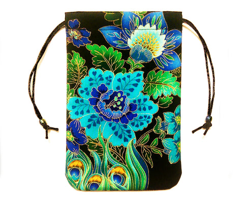 Tarot Card Bag - Floral - Silk lining option, Midnight Plumes Collection