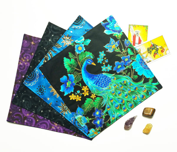 Silk Lined Miniature Tarot Cloth, 11x11 inches, for Standard and Mini Travel Size Tarot Cards or Decks