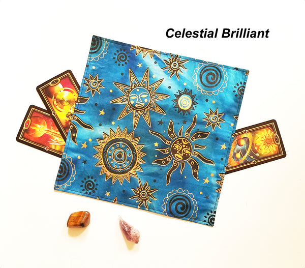 Silk Lined Miniature Tarot Cloth, 11x11 inches, for Standard and Mini Travel Size Tarot Cards or Decks