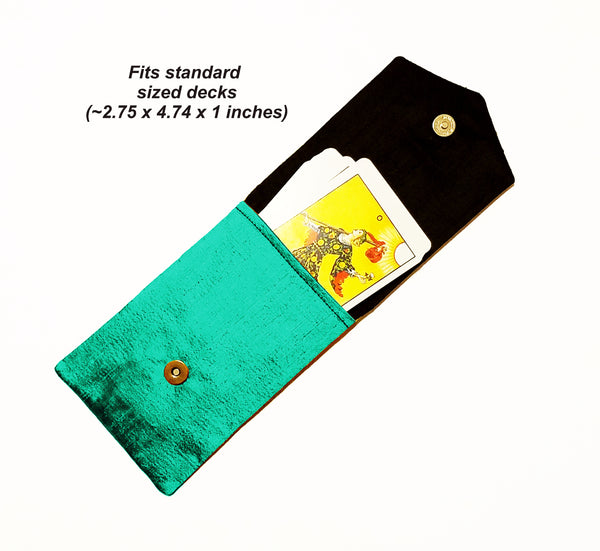 Silk Lined Peacock Tarot Case Magnetic Snap Closure - Midnight Plumes