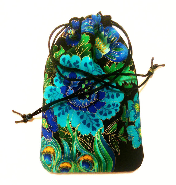 Tarot Card Bag - Floral - Silk lining option, Midnight Plumes Collection