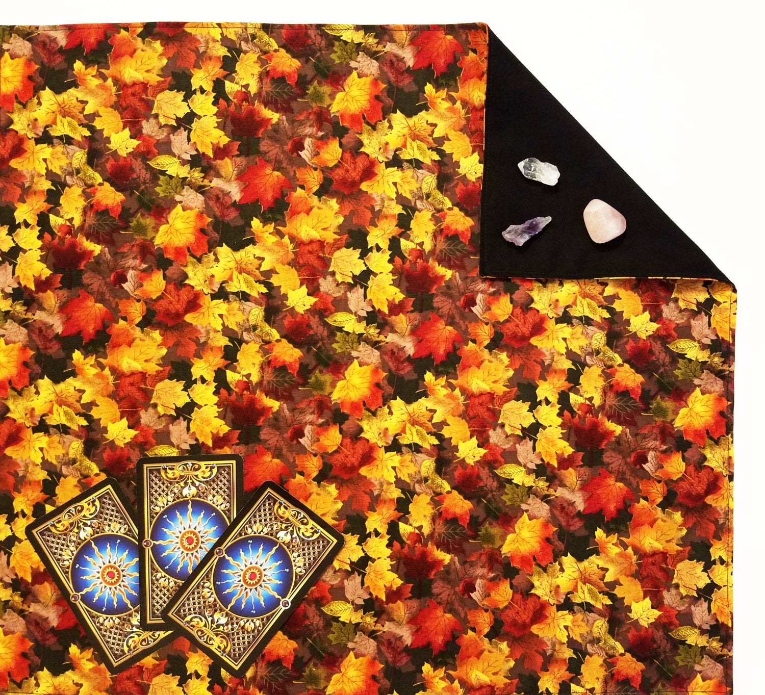 Lined Autumn Leaves Tarot Cloth, 18"x20"