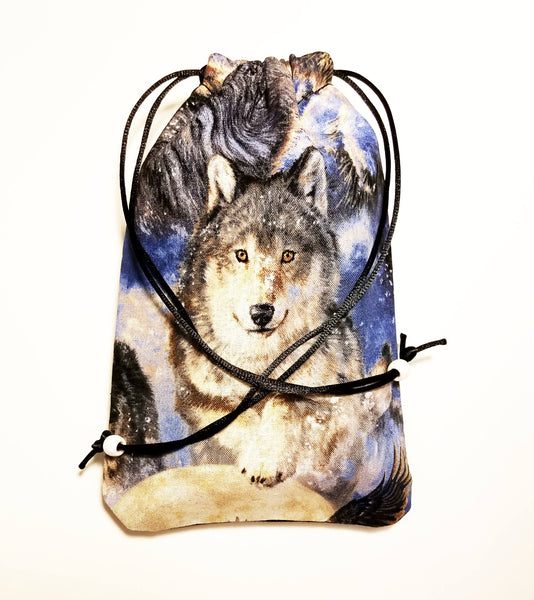 Tarot Card Bag - Lone Wolf - Silk lining option