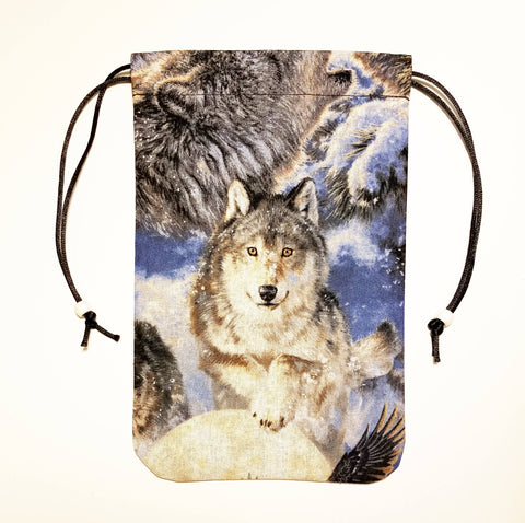 Tarot Card Bag - Lone Wolf - Silk lining option