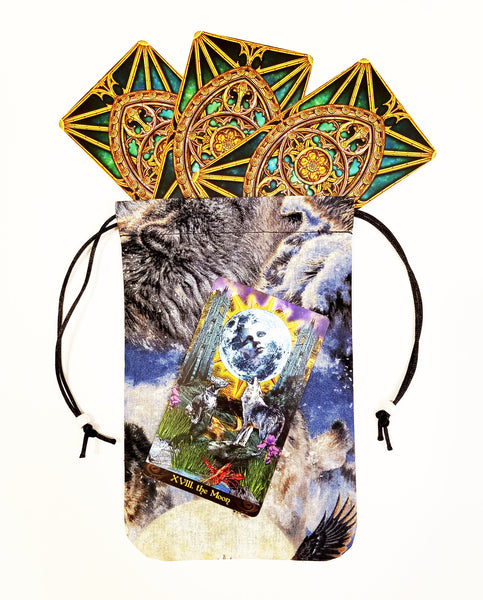 Tarot Card Bag - Lone Wolf - Silk lining option