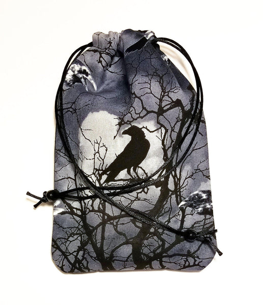 Tarot Bag - Shadow Raven - Silk lining option, Raven Sky Collection