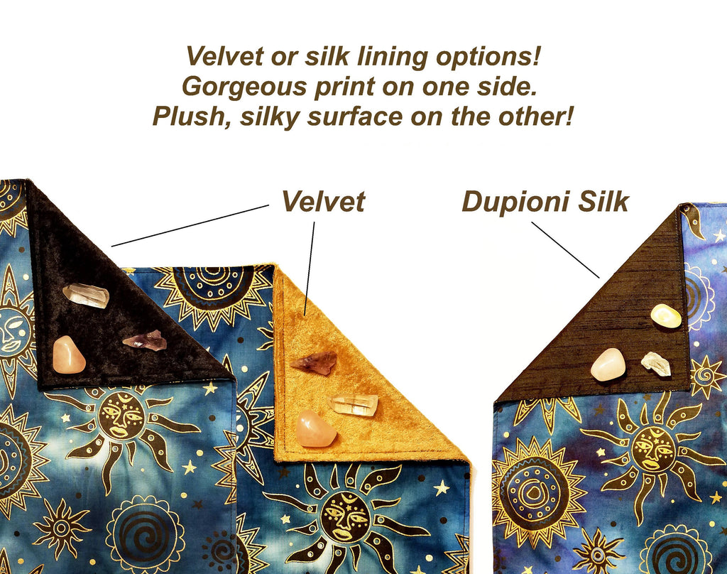 Velvet tarot cloth / altar cloth with silk lining option – Spectrums Studio