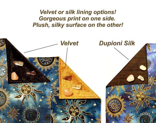 Batik Tarot or Altar Cloth - Silk or velvet upgrade, Celestial Brilliant Collection from Spectrums Studio