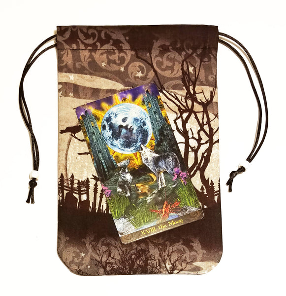 Tarot Bag - Raven Moon - Silk lining option, Raven Moon Collection