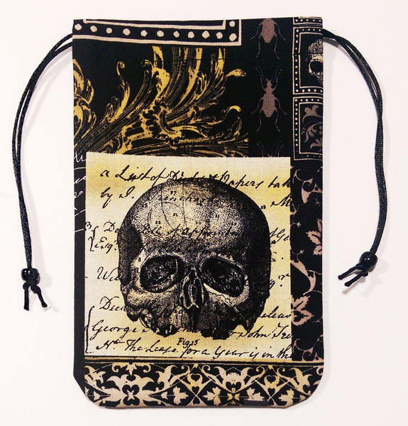 Tarot Bag - Skull - Silk lining option, Nevermore Collection