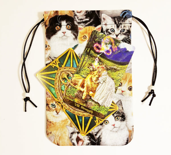 Cat Tarot Bag - Whiskers - Fully lined, Silk lining option