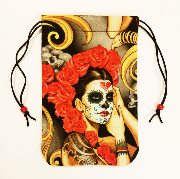 Tarot Bag- Santa Muerte - Silk lining option, La Muerte Collection