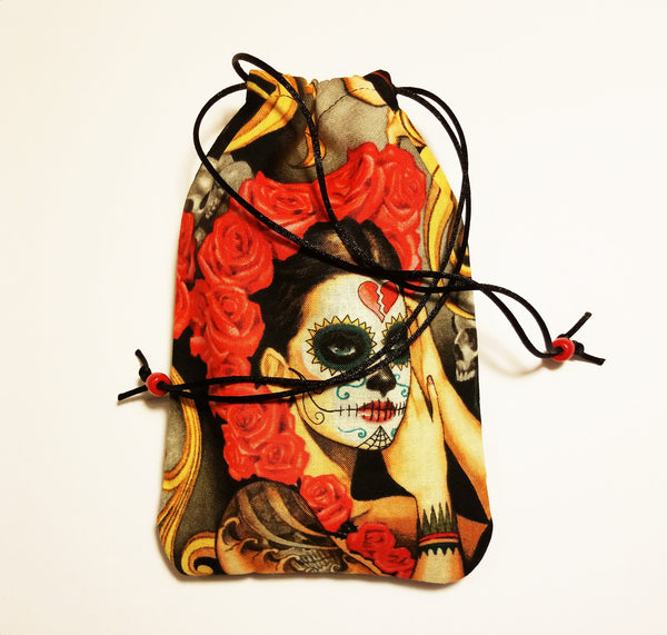 Tarot Bag- Santa Muerte - Silk lining option, La Muerte Collection