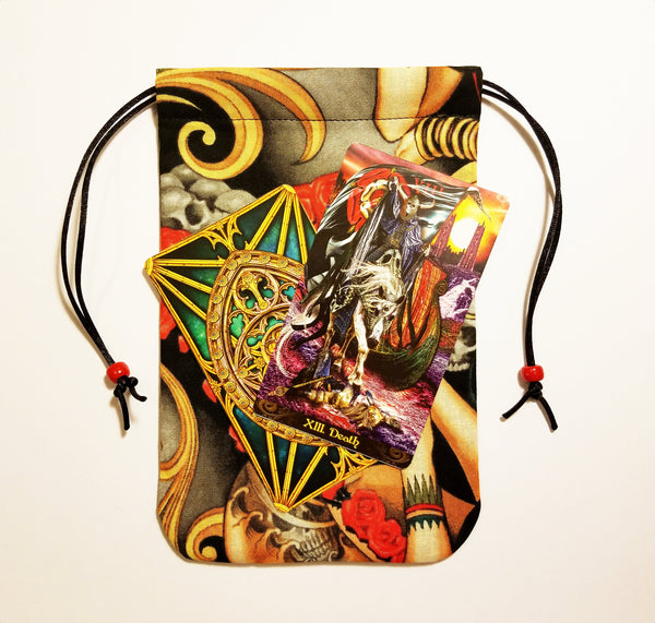 Tarot Bag- Santa Muerte - Silk lining option, La Muerte Collection