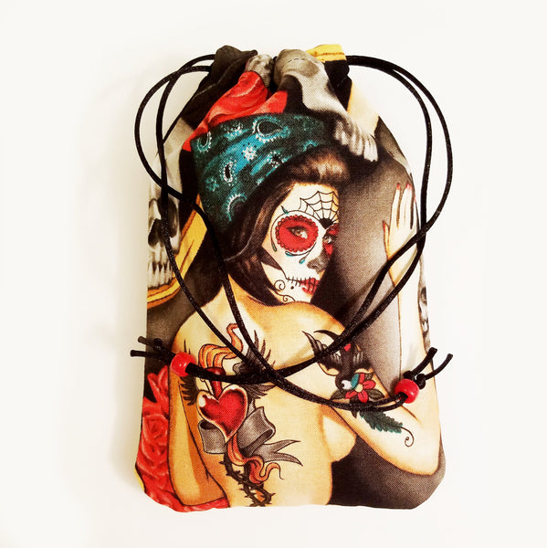 Tarot Bag - Dona Muerte - Silk lining option, La Muerte Collection