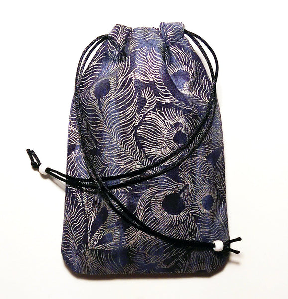 Tarot Bag - Silver Feathers - Silk lining option