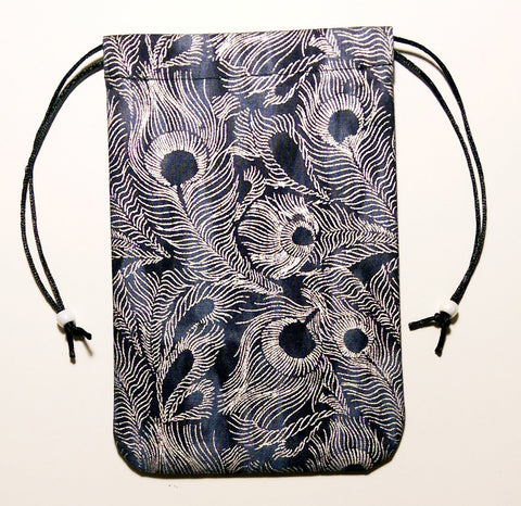 Tarot Bag - Silver Feathers - Silk lining option