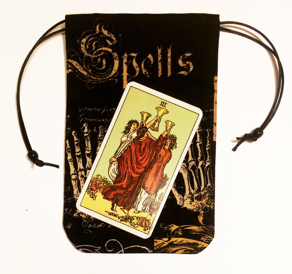 Tarot Bag - Bones - Silk lining option, Nevermore Collection