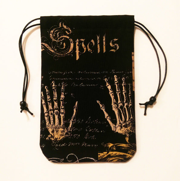 Tarot Bag - Bones - Silk lining option, Nevermore Collection